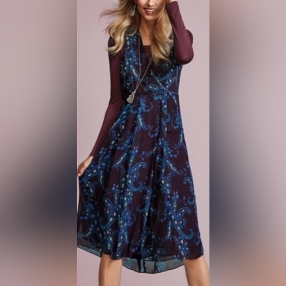 CAbi Dress Treasure Paisley Printed Pleated Pockets - Picture 3 of 11